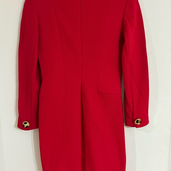 Vintage 80’s Kathryn Dianos dress red bodycon zebra fur buttons party cocktail - Picture 6 of 8